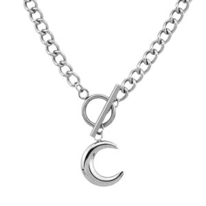 vccknb jewelry moon chain necklace 18k white gold plated silver moon necklace crescent moon necklace for women toggle necklace moon choker necklace moon chain necklace for men