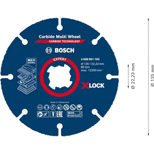 Bosch Professional 1x Expert Carbide Multi Wheel X-LOCK Cutting Disc (for Hardwood, Ø 125 mm, Accessories Small Angle Grinder)