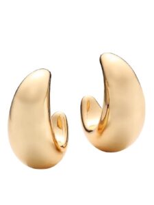 kenneth jay lane polished gold long tapered hoop clip earrings (wide clip hoop - large)