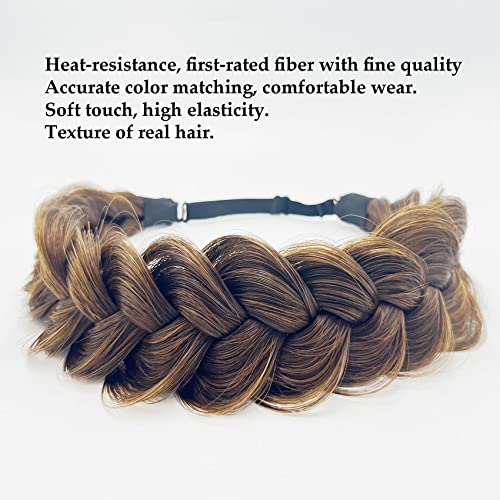 TOECWEGR Synthetic Hair Braided Headband Classic Wide Strands Wedding Disorderly Fluffy Braids Wig Band Women Beauty Accessory