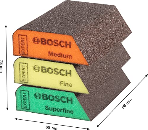 Bosch Professional 3x Expert S470 Combi Blocks (69 x 97 x 26 mm, Grade Medium/Fine/Superfine, Accessories Hand Sanding)