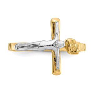 14k Two-tone Polished INRI Crucifix Ring style K5122