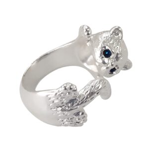 rostivo cat ring for women cute animal ring adjustable open rings (silver)