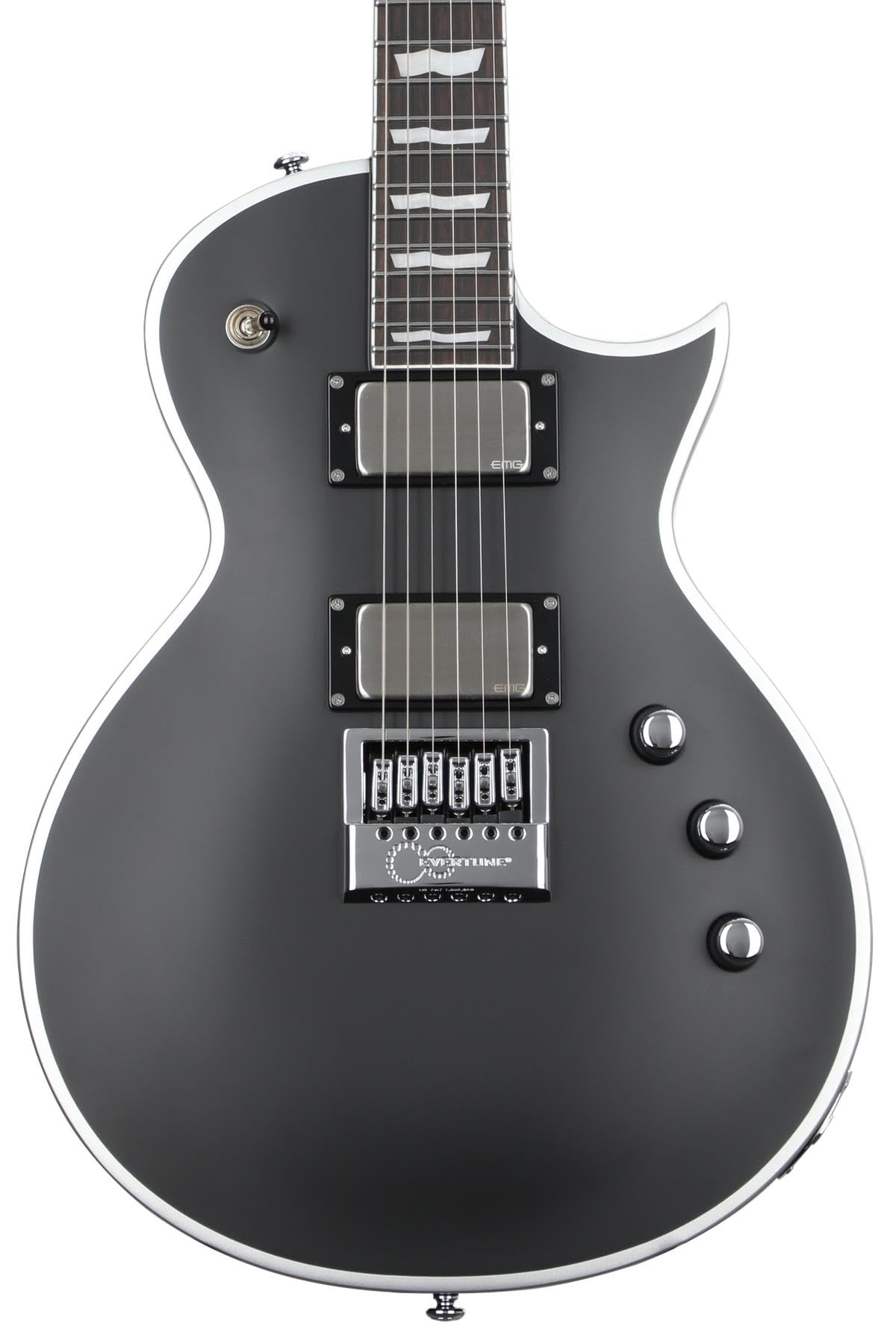 ESP 6 String LTD Deluxe EC-1000 EverTune BB Electric Guitar, Black Satin, Right, (LEC1000ETBBBLKS)