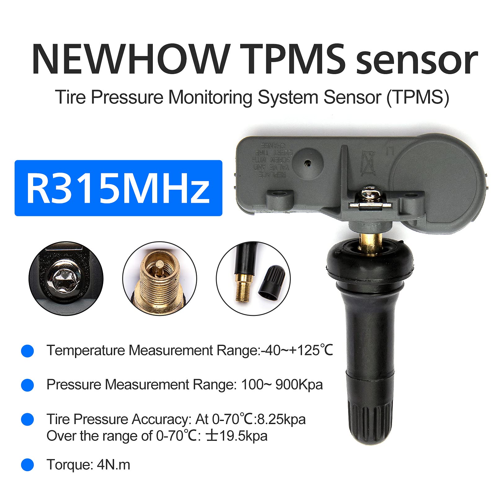 NEWHOW 9L3Z-1A189-A Replacement Tire Pressure Monitoring System (TPMS) Sensors 315MHz Compatible with Ford F150, F250, F350 (2009-2014) Replaces: DE8T-1A180-AA, TPMS12 Set of 4