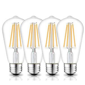 12v edison bulb 6w e26 12v led bulb 3000k 60w equivalent, ac/dc 12v 24v low voltage led light bulb for rv camper marine, off grid cabin, 4 pack