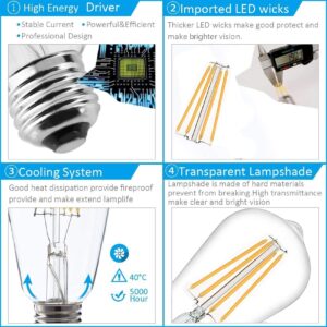 12V Edison Bulb 6W E26 12V LED Bulb 3000K 60W Equivalent, AC/DC 12V 24V Low Voltage LED Light Bulb for RV Camper Marine, Off Grid Cabin, 4 Pack