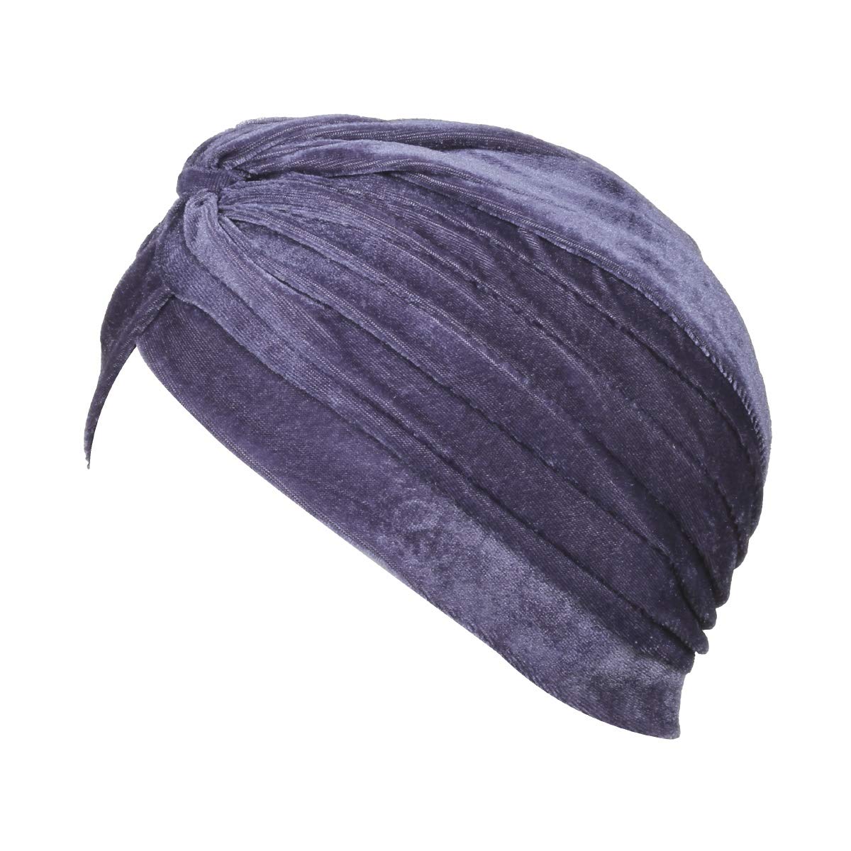 BISMAADH Soft Velvet Twisted Pleated Pre Tied Knot Readymade Turban/Pagri Chemo Cap Head Wraps-Cover for Men’s & Women’s (Dark Grey)