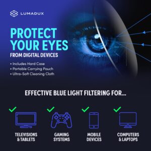 Lumadux Computer Blue Light Glasses Men Blocking for Reading, Eye Strain Headaches and Blurry Vision | Blocker Gaming Glasses (Titanium Black, 1.5, x)