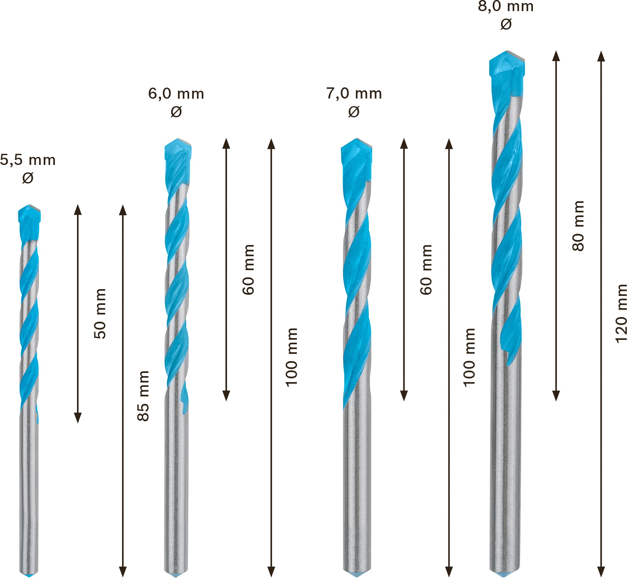 Bosch Professional 4X Expert CYL-9 MultiConstruction Drill Bit Set (Ø 5,5-8 mm, Accessories Rotary Impact Drill)