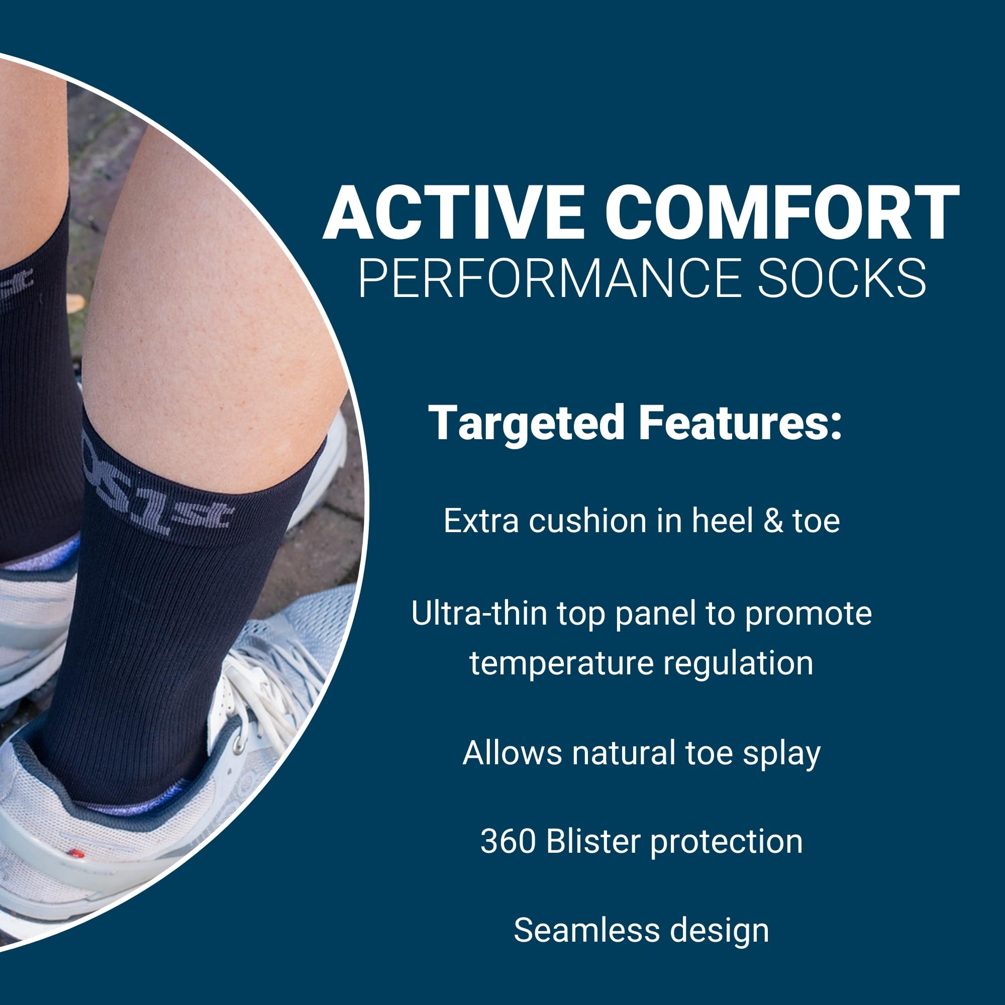 OS1st AC4 Active Comfort Socks with Blister Protection Double-tab and reinforced seamless toe, great for runners