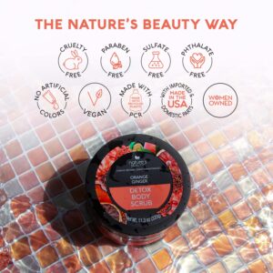 Nature's Beauty Orange Ginger Detox Body Scrub Multi-Pack - Gently Exfoliate, Awake & Cleanse Dull to Dry Skin, Made w/Vitamin C, Sunflower + Almond + Avocado Oils, 11.3 oz (2 Pack)