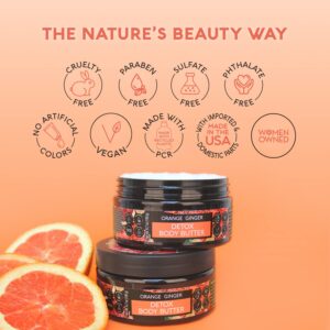 Nature's Beauty Orange Ginger Detox Body Butter Multi-Pack - Luxury Rich Moisturizer, Purify + Reset + Soothe your Skin, Made w/Vitamin C, Sunflower + Almond + Avocado Oils, 6.7 oz (2 Pack)