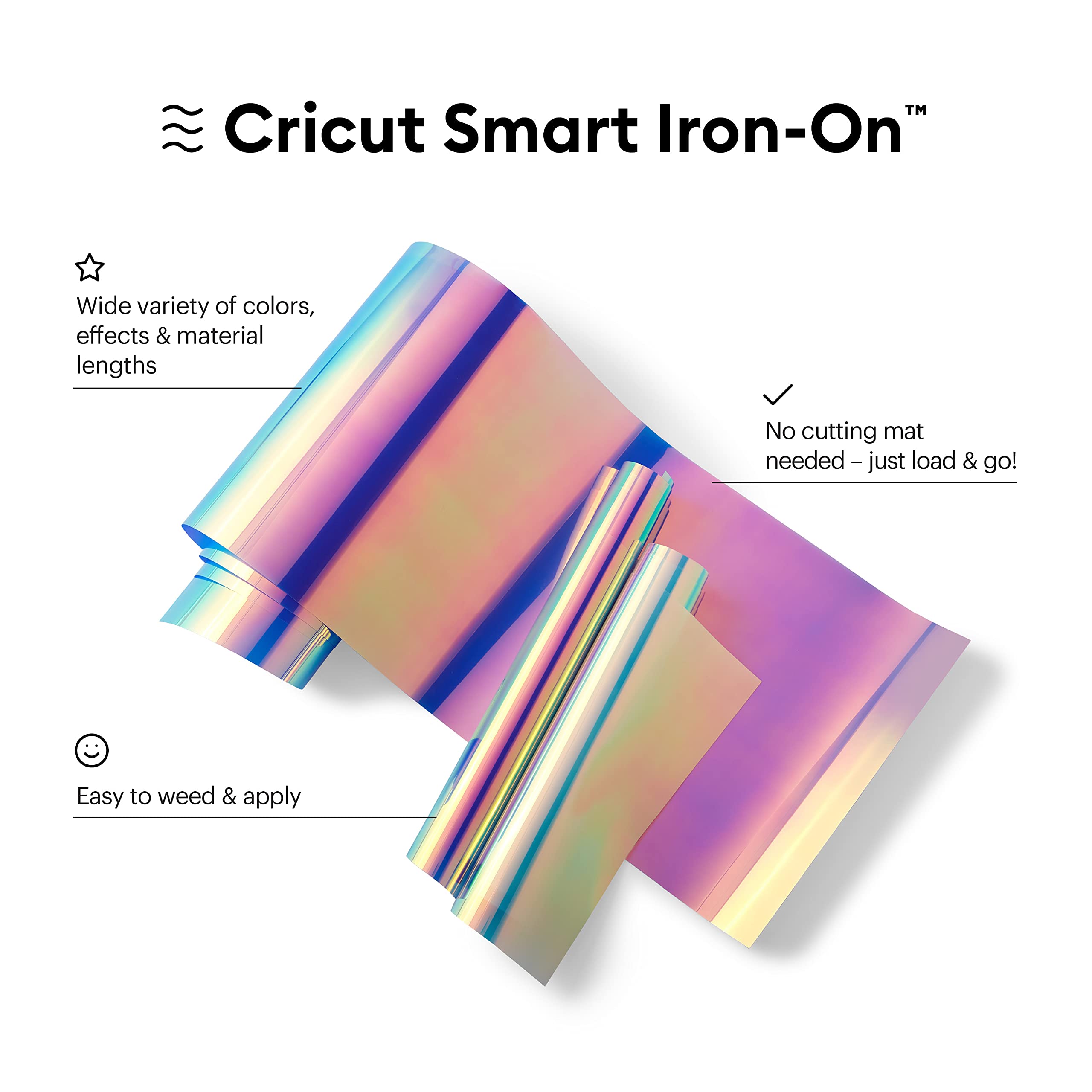 Cricut Smart Iron On (13in x 3ft, Holographic Translucent Blue) for Explore 3 and Maker 3 - Matless cutting for long cuts up to 12ft