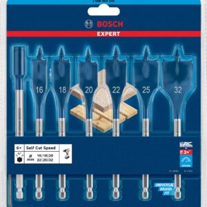 Bosch 7X Expert Self Cut Speed Spade Drill Bit Set (for Softwood, Particleboard, Ø 16-32 mm, Professional Accessory Rotary Drill/Drivers)