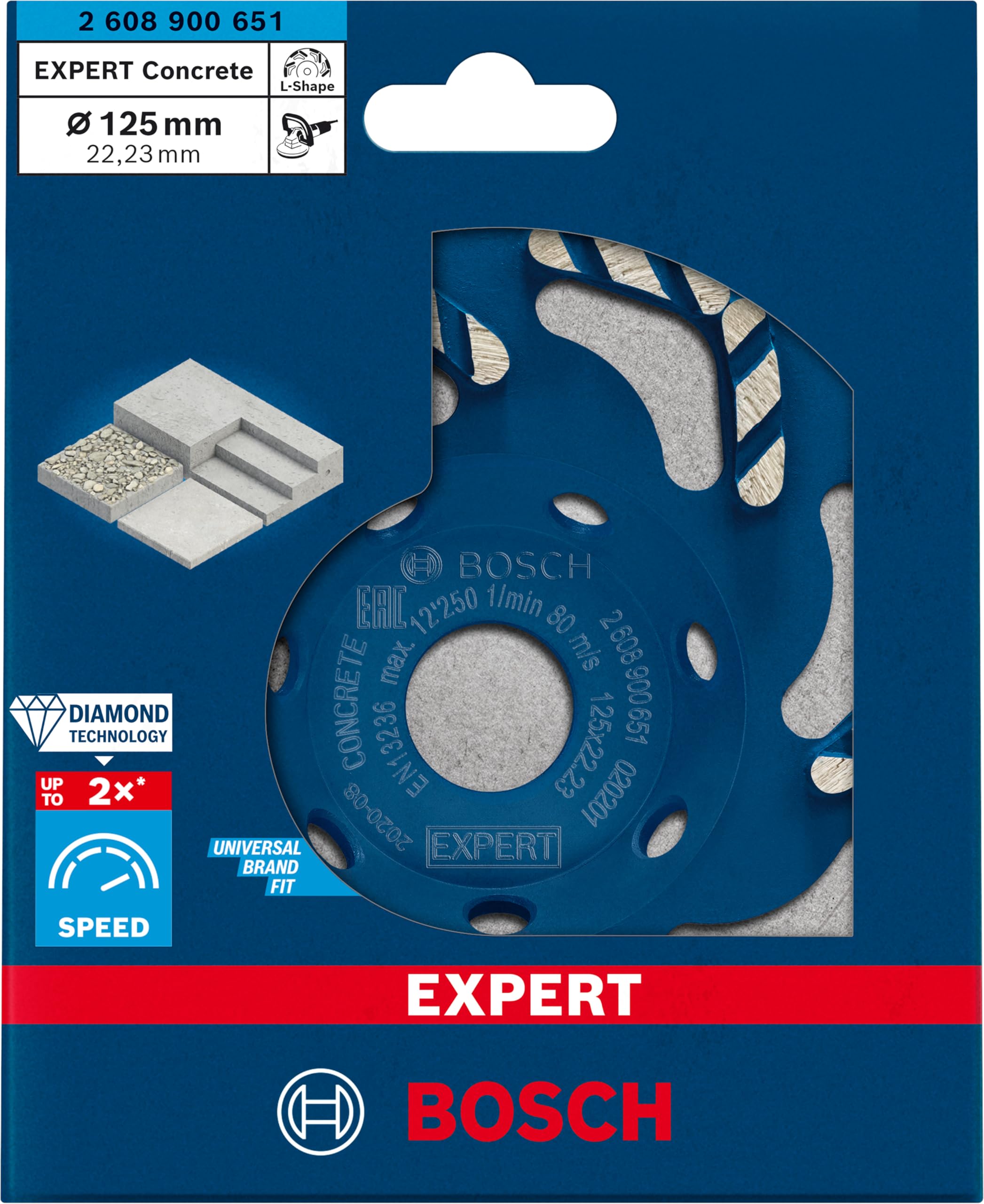 Bosch Professional 1x Expert Concrete Diamond Grinding Heads (Ø 125 mm, Accessories Concrete Grinder)