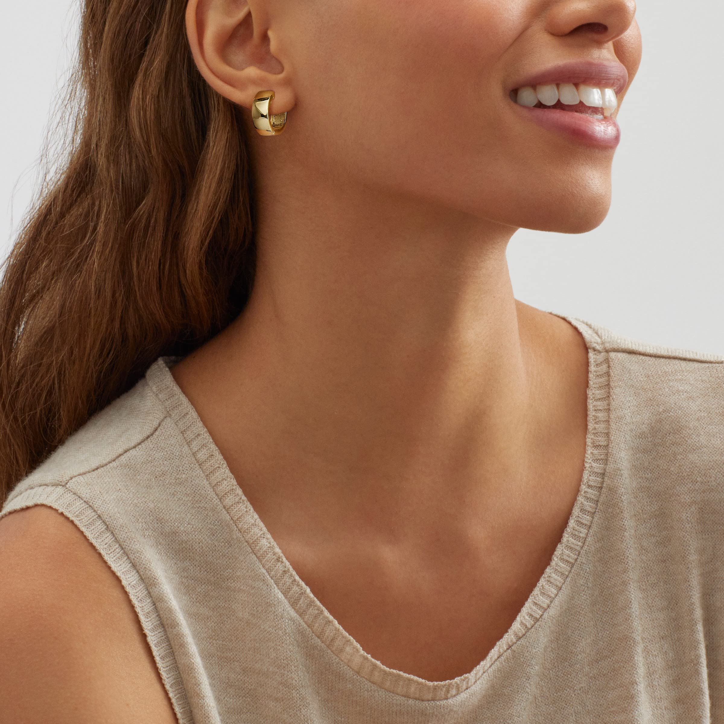 Silpada 'Cell Out' Hoop Earrings in 18K Yellow Gold-Plated Sterling Silver