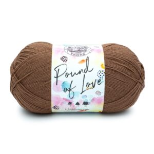 lion brand yarn pound of love, value yarn, large yarn for knitting and crocheting, craft yarn, mocha