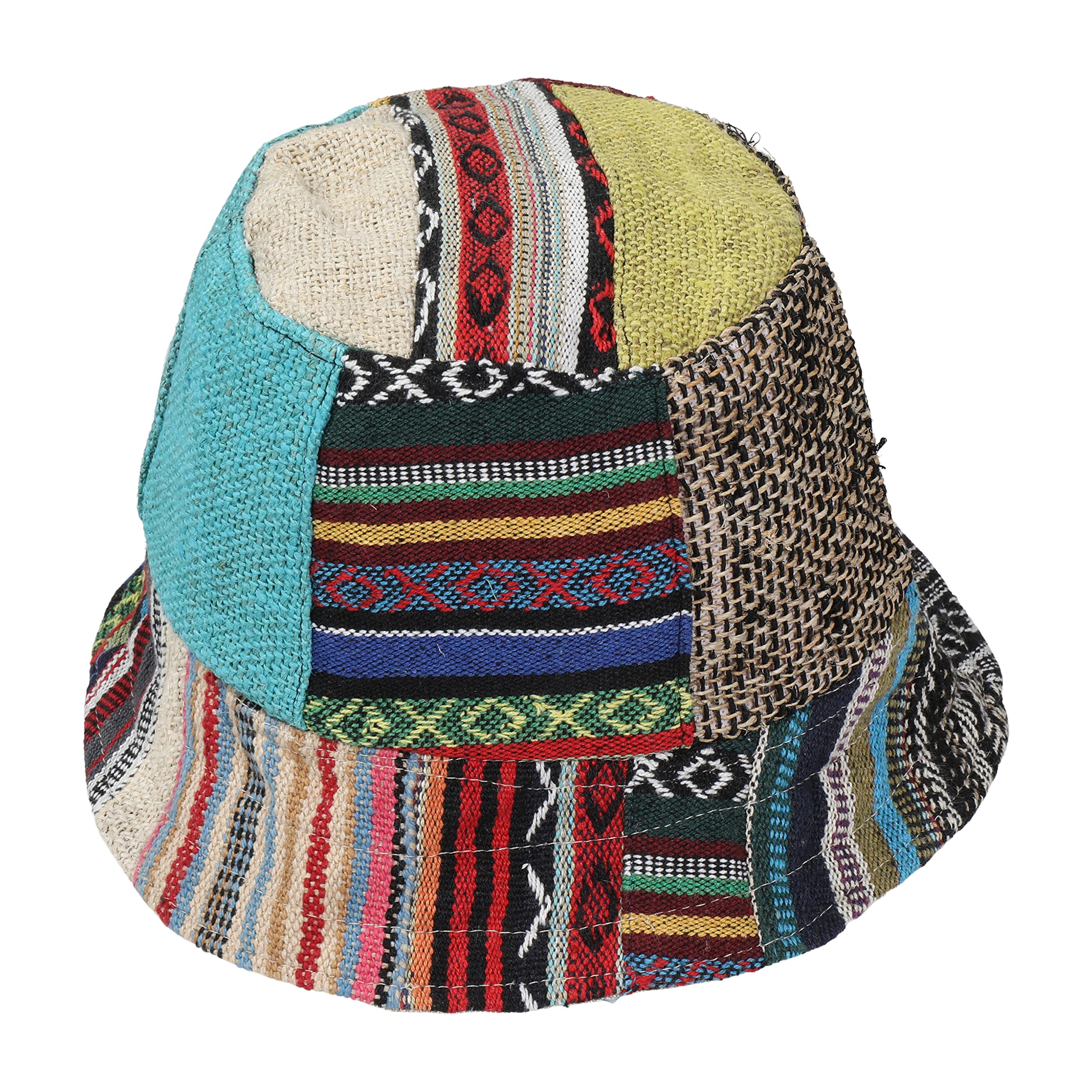 Patchwork Hemp Bucket hat with Secret Pocket, Hippie hat, freespirit Fabric, Handmade Patchwork hat, Organic THC Free Hemp Multi