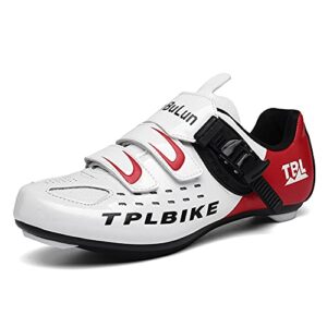 mens road bike cycling shoes peloton bike shoes compatible with spd and delta cleats riding shoe indoor outdoor white 280