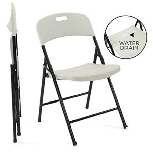 Creative Plastic Folding Chairs (4 Pack) - Portable Lightweight Folding Chairs for Indoor and Outdoor Steel Frame Used for Events, Party, Garden, Camping, Picnic, Tailgating (White)