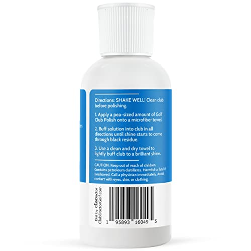 Club Doctor Golf Club Polish - Cleaner, Scratch Remover, and Rust Remover for Irons, Drivers, Putters, and Woods - Removes Scuffs and Skymarks - Made in USA - Golf Club Polishing and Cleaning Kit