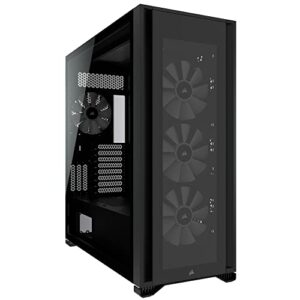 CORSAIR iCUE 7000X RGB Full-Tower ATX PC Case – Three Tempered Glass Panels – Spacious Interior – Easy Cable Management – 4x CORSAIR SP140 RGB ELITE Fans Included – Black