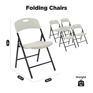 Creative Plastic Folding Chairs (4 Pack) - Portable Lightweight Folding Chairs for Indoor and Outdoor Steel Frame Used for Events, Party, Garden, Camping, Picnic, Tailgating (White)