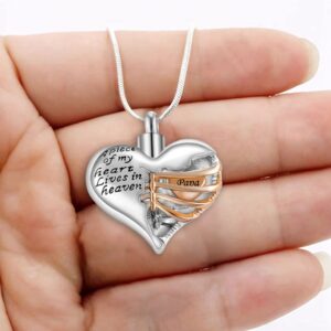 A piece of my heart lives in heaven Two Tone Locket Heart Cremation Memorial Ashes Urn Necklace Jewelry Stainless Steel Keepsake Pendant Women/Men Gift (brother)