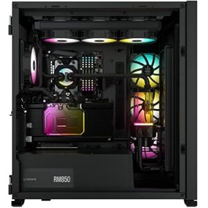 CORSAIR iCUE 7000X RGB Full-Tower ATX PC Case – Three Tempered Glass Panels – Spacious Interior – Easy Cable Management – 4x CORSAIR SP140 RGB ELITE Fans Included – Black