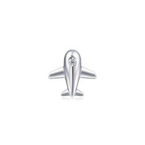 CHOW SANG SANG 950 Platinum Cute Plane Diamond Stud Single Earring for Women 92119E (Sold Single Not Pair)