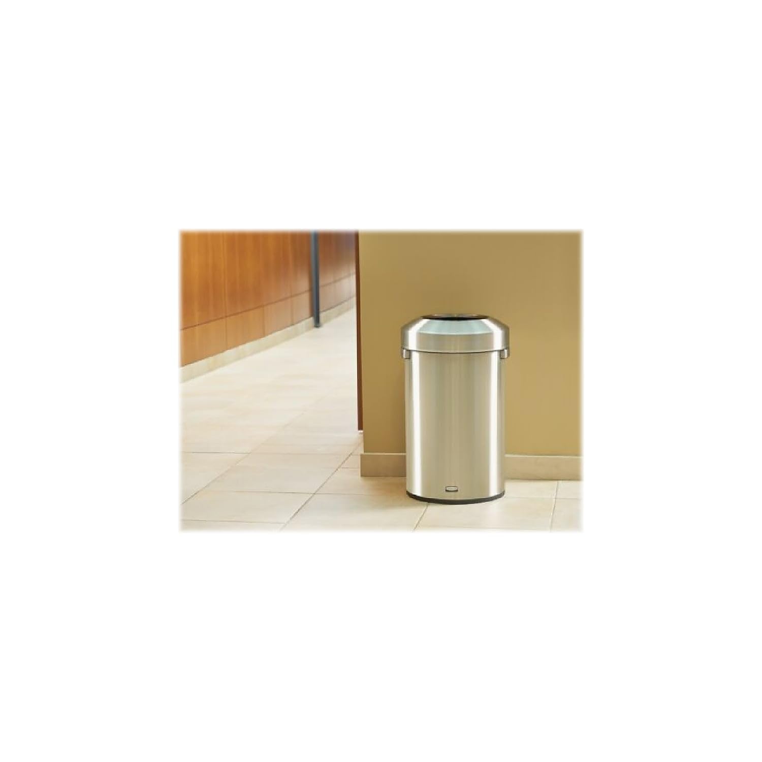 Rubbermaid Commercial Products Refine Decorative Waste Container, 16-Gallon, Round Stainless Steel Trash Can for Offices/Malls/Lobby's