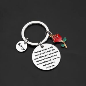 UJIMS Apology Gift Sorry Keychain with Roses Charm I Love You And I Am Sorry for Him Her Forgive Me Jewelry (Apology Keychain)