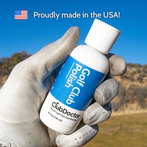 Club Doctor Golf Club Polish - Cleaner, Scratch Remover, and Rust Remover for Irons, Drivers, Putters, and Woods - Removes Scuffs and Skymarks - Made in USA - Golf Club Polishing and Cleaning Kit