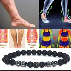 ZHUANMONI Anti-Swelling Black Obsidian Anklet, 4Pcs Magnetic Therapy Ankle Bracelet, Obsidian Beaded Bracelet For Men/Women Gifts