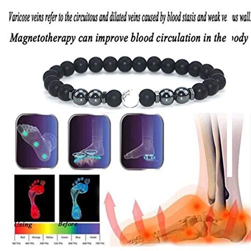 ZHUANMONI Anti-Swelling Black Obsidian Anklet, 4Pcs Magnetic Therapy Ankle Bracelet, Obsidian Beaded Bracelet For Men/Women Gifts