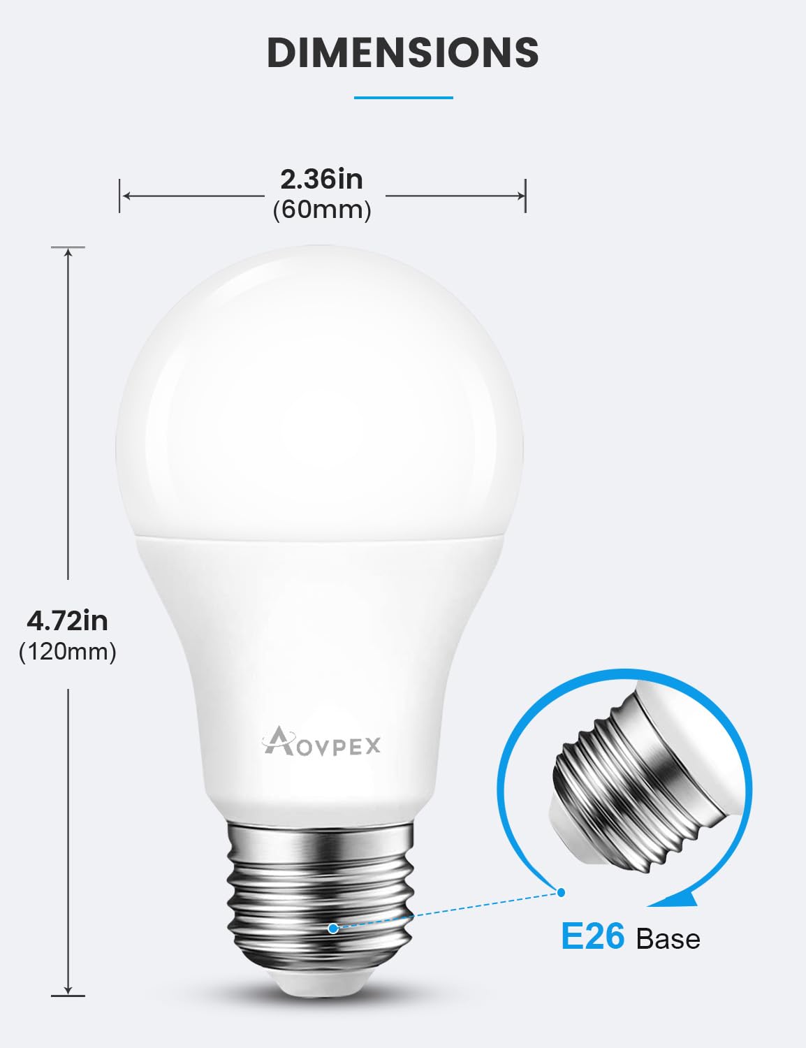 Aovpex Dusk to Dawn LED Outdoor Light Bulbs, 13W 1100LM(100W Equivalent), A19 Sensor LED Bulb, E26 2700K Soft White Day Night Bulbs, Auto ON/Off, Sensor Lighting for Porch Garage Front Door, 4 Pack