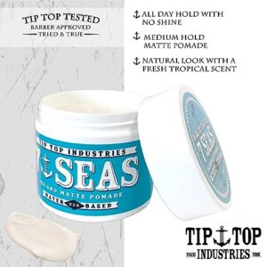 Tip Top 7Seas Island Matte Pomade - Medium Hold Matte Finish - Pina Colada Scent 4.25oz