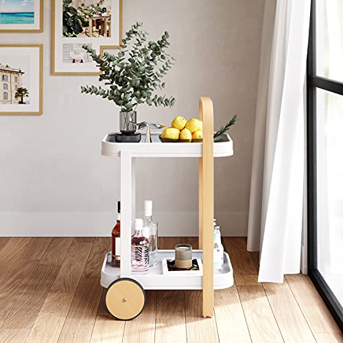 Umbra Bellwood Bar Cart, Serving Trolley, Side Table, Natural/White