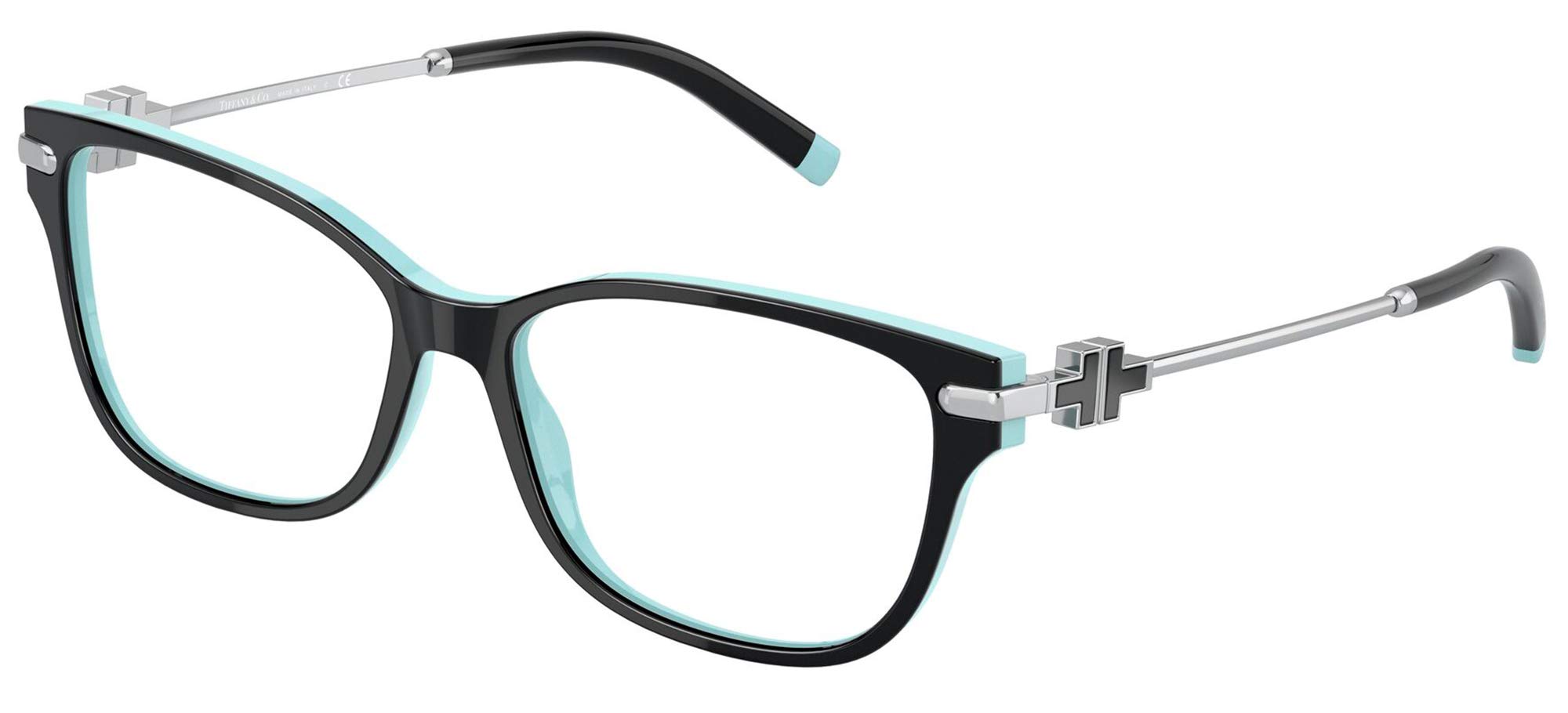 Tiffany & Co. Woman Sunglasses Black On Tiffany Blue Frame, Demo Lens Lenses, 52MM