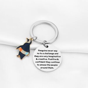 bobauna Penguin Keychain Gift Penguins Never Say No To A Challenge Inspirational Penguin Gift For Penguin Lover (penguins amaze people keychain)