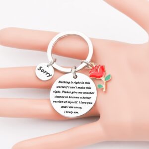 UJIMS Apology Gift Sorry Keychain with Roses Charm I Love You And I Am Sorry for Him Her Forgive Me Jewelry (Apology Keychain)