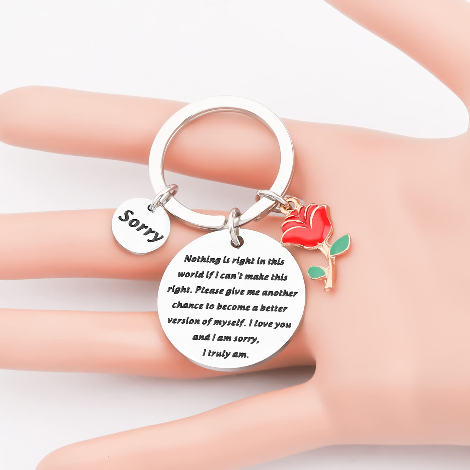 UJIMS Apology Gift Sorry Keychain with Roses Charm I Love You And I Am Sorry for Him Her Forgive Me Jewelry (Apology Keychain)