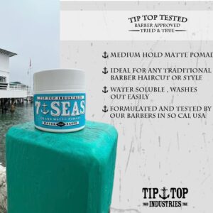 Tip Top 7Seas Island Matte Pomade - Medium Hold Matte Finish - Pina Colada Scent 4.25oz