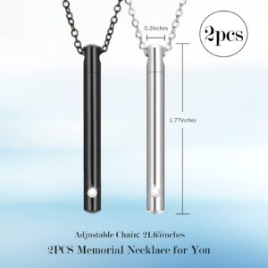 XIUDA Urn Necklace for Ashes Stainless Steel Cremation Necklace with Crystal Memorial Pendant Necklace