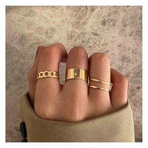 Yheakne Boho Rings Set Stackable Knuckle Finger Rings Gold Band Rings Minimalist Midi Rings Modern Finger Rings Accessories for Women and Teen Girls Gifts (Gold)