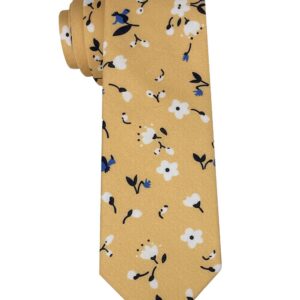 Kebocis Mens Cotton Skinny Tie Floral Ties for Men, Yellow