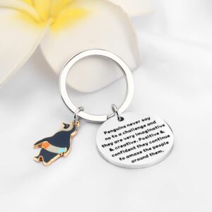 bobauna Penguin Keychain Gift Penguins Never Say No To A Challenge Inspirational Penguin Gift For Penguin Lover (penguins amaze people keychain)