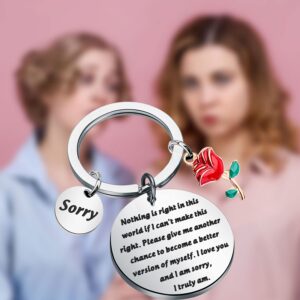 UJIMS Apology Gift Sorry Keychain with Roses Charm I Love You And I Am Sorry for Him Her Forgive Me Jewelry (Apology Keychain)