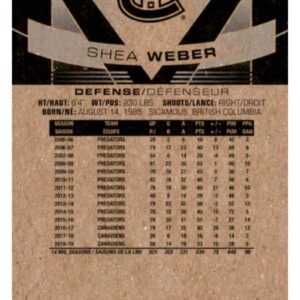 2019-20 OPC O-Pee-Chee Hockey #132 Shea Weber Montreal Canadiens Official NHL Upper Deck Trading Card